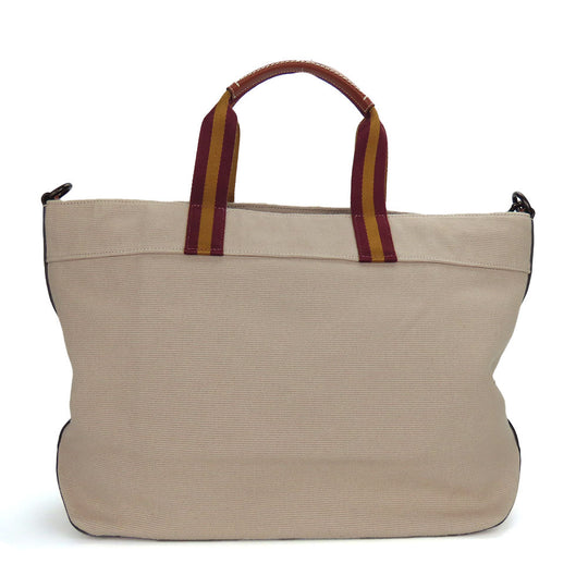 COACH Tote Bag CJ486 Canvas, Smooth Leather beige Tote 38 Women Used Authentic