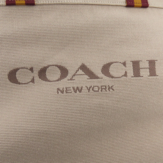 COACH Tote Bag CJ486 Canvas, Smooth Leather beige Tote 38 Women Used Authentic
