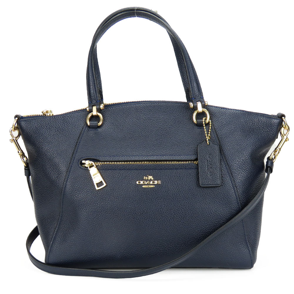 COACH Handbag 58874 leather Navy Women Used Authentic