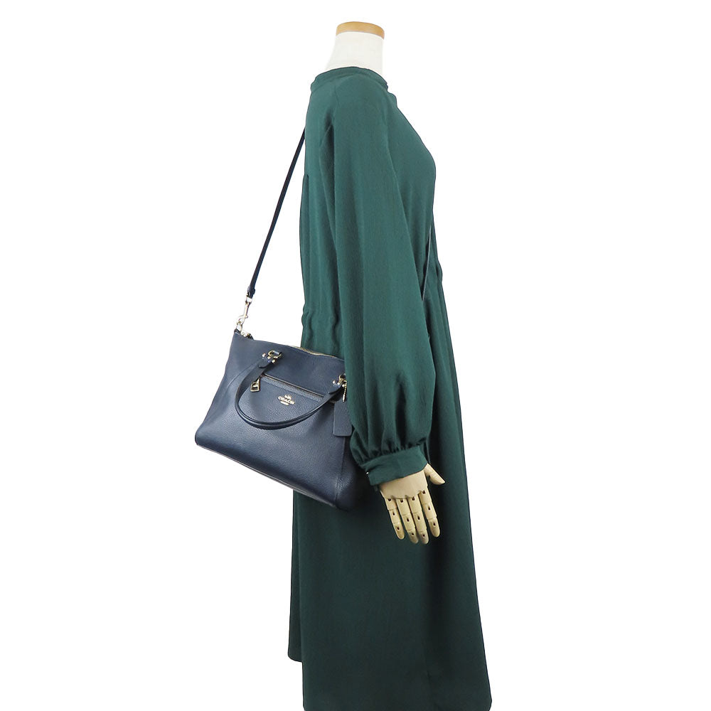 COACH Handbag 58874 leather Navy Women Used Authentic