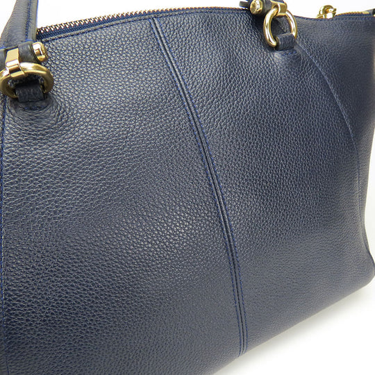 COACH Handbag 58874 leather Navy Women Used Authentic