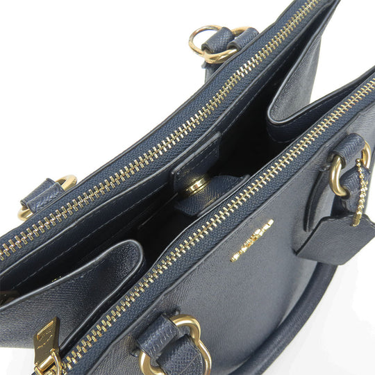 COACH Handbag F14928 leather Navy Crosby Carryall Women Used Authentic