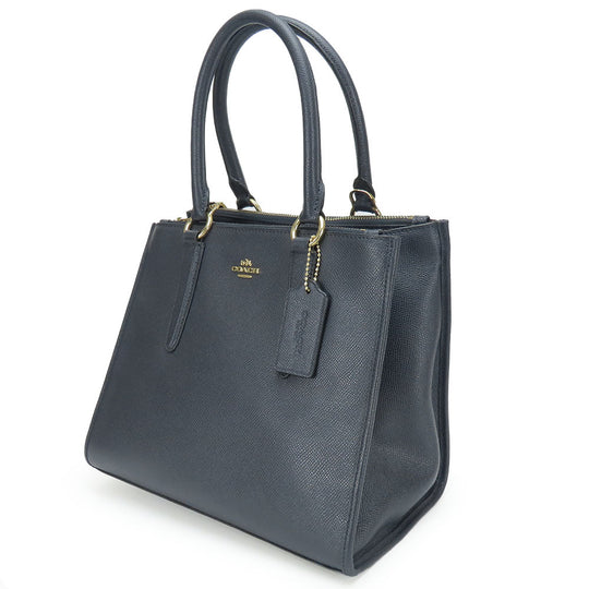 COACH Handbag F14928 leather Navy Crosby Carryall Women Used Authentic