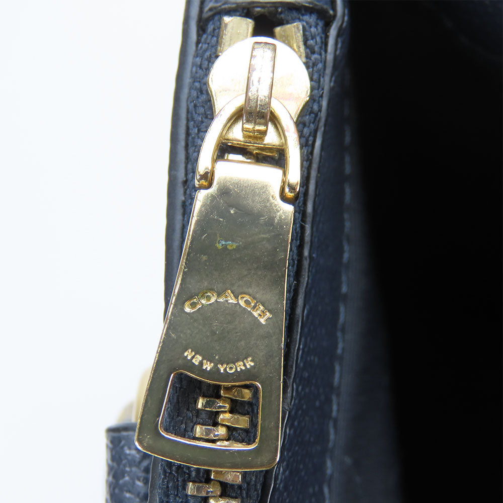 COACH Handbag F14928 leather Navy Crosby Carryall Women Used Authentic