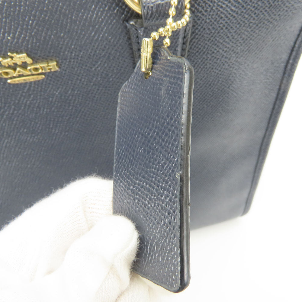 COACH Handbag F14928 leather Navy Crosby Carryall Women Used Authentic