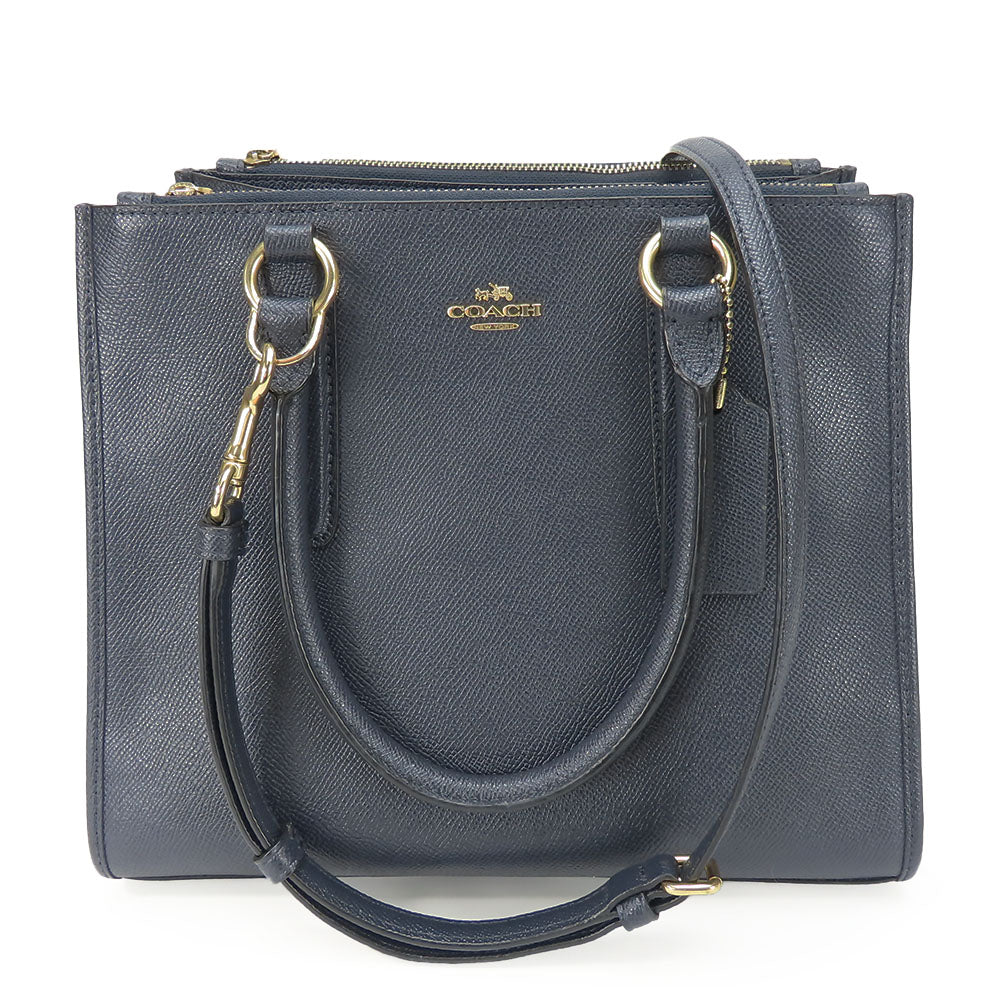 COACH Handbag F14928 leather Navy Crosby Carryall Women Used Authentic