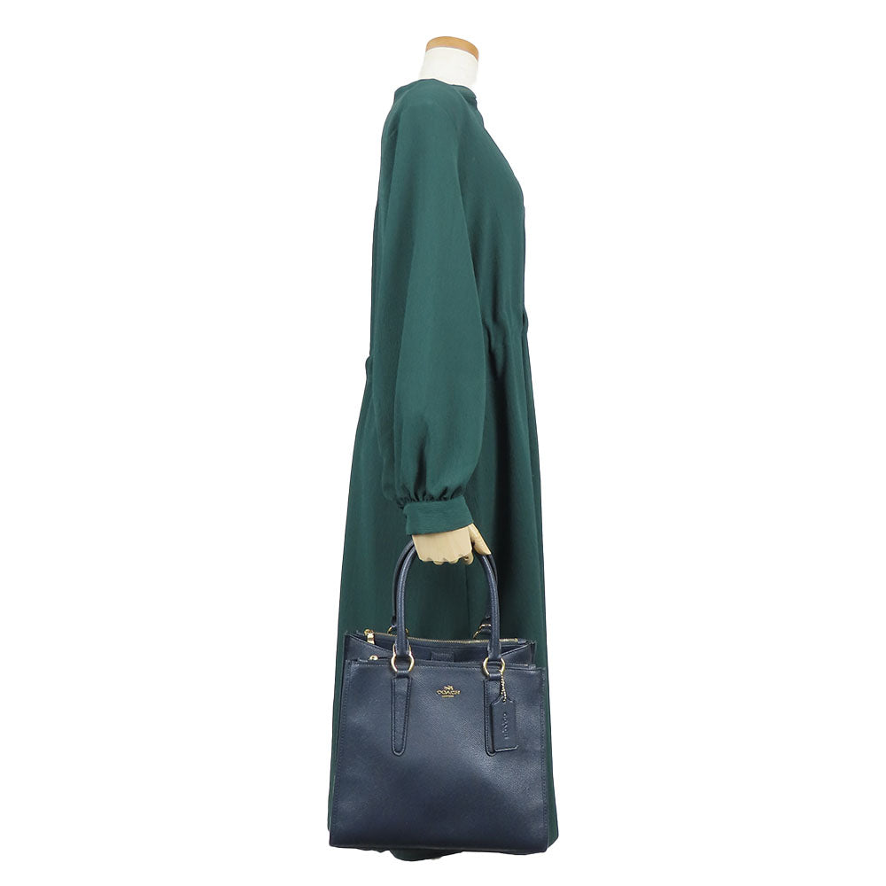 COACH Handbag F14928 leather Navy Crosby Carryall Women Used Authentic