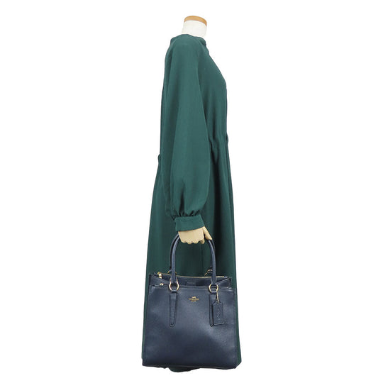 COACH Handbag F14928 leather Navy Crosby Carryall Women Used Authentic