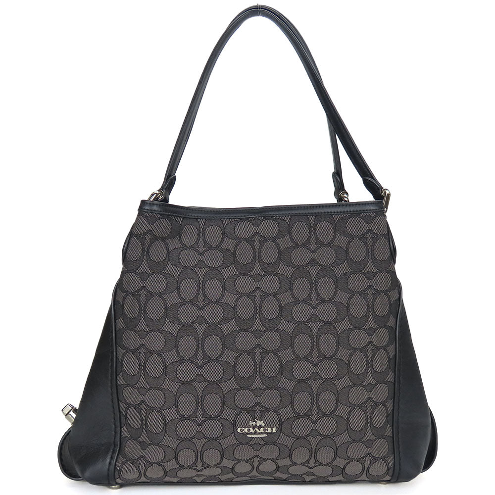 COACH Handbag 57933 Canvas, Leather black Women Used Authentic