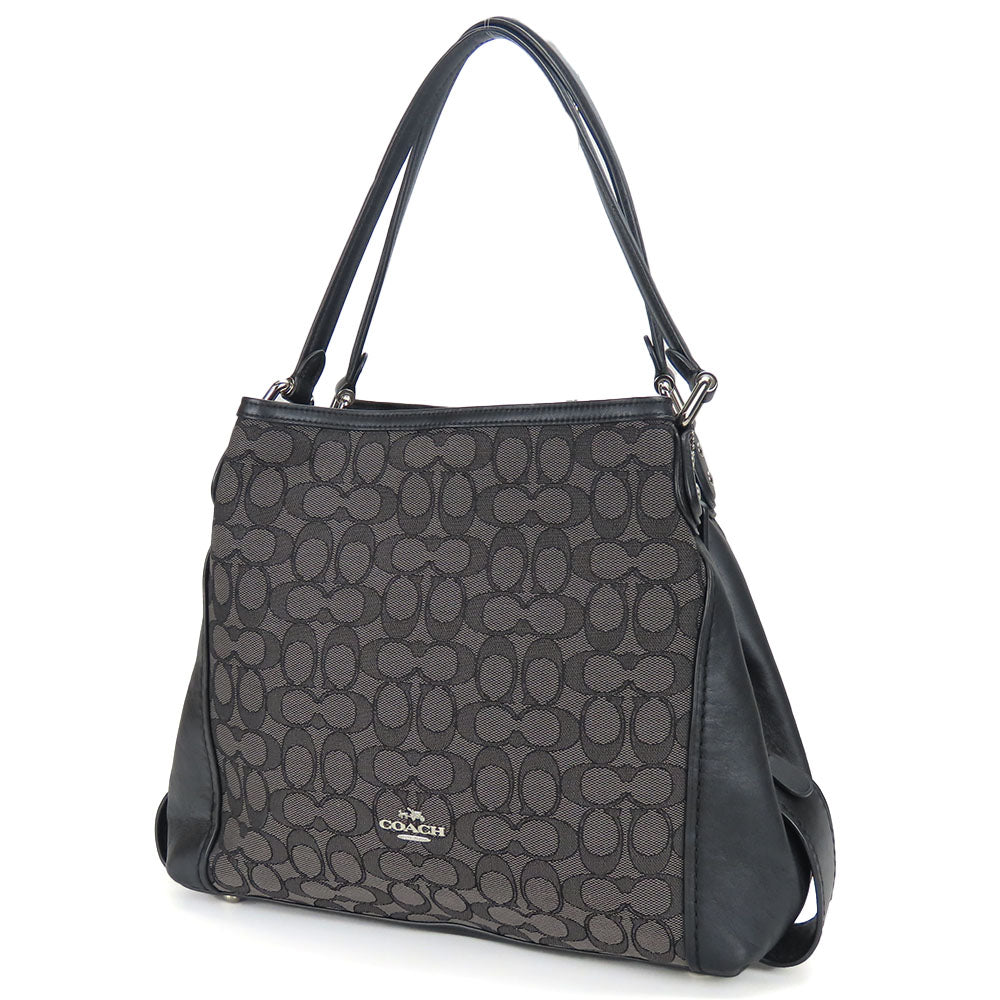 COACH Handbag 57933 Canvas, Leather black Women Used Authentic