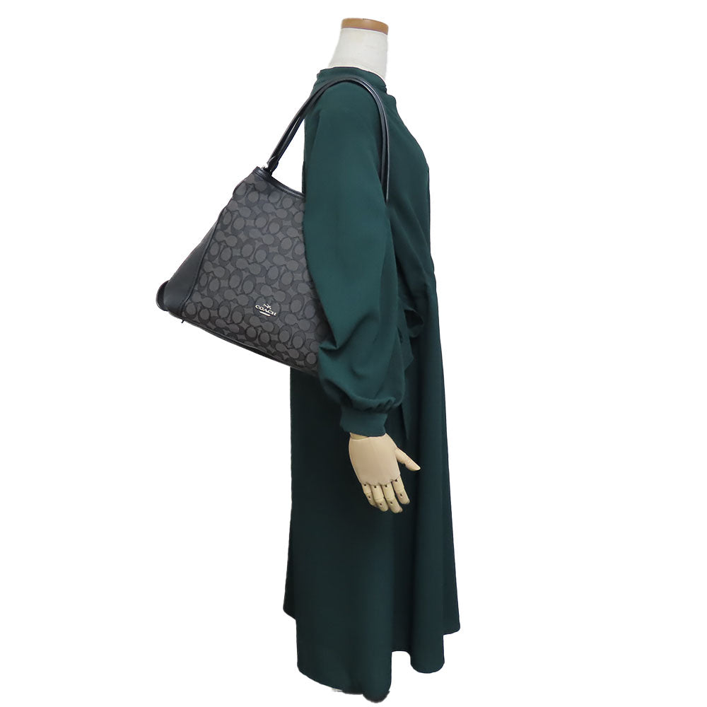 COACH Handbag 57933 Canvas, Leather black Women Used Authentic