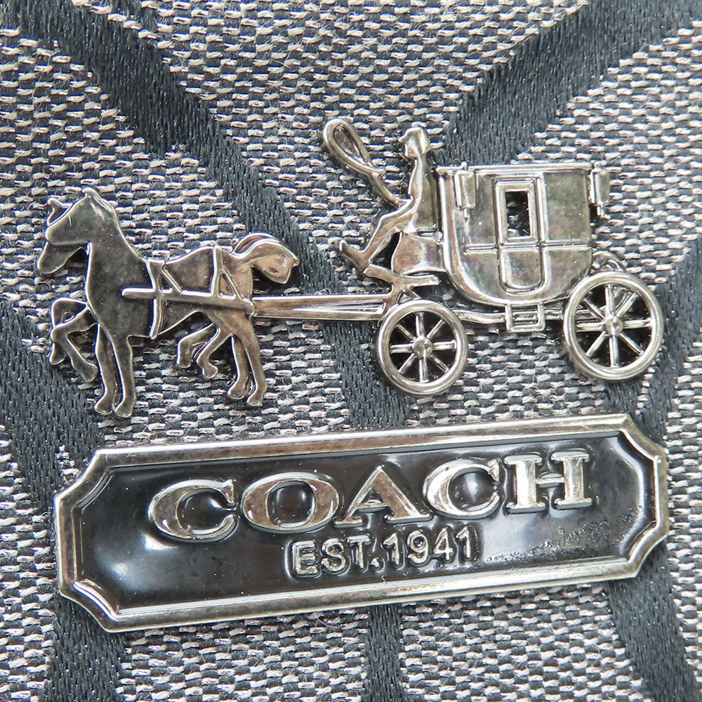 COACH Handbag 15940 Canvas, Leather, Sequins black Op Art Madison Women Used Authentic