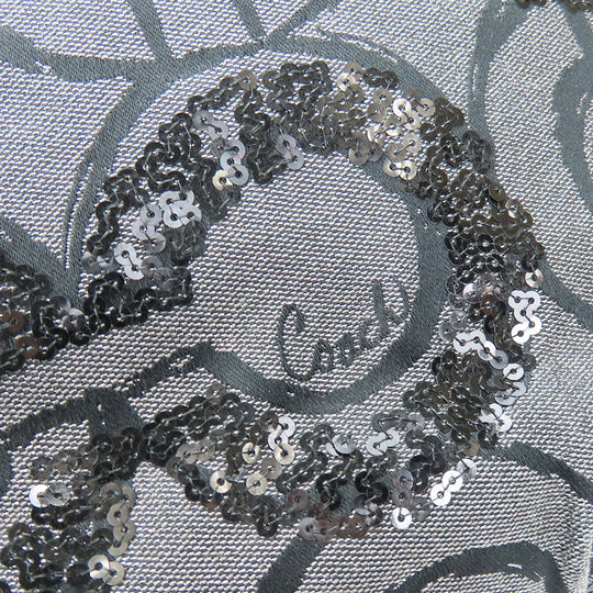 COACH Handbag 15940 Canvas, Leather, Sequins black Op Art Madison Women Used Authentic