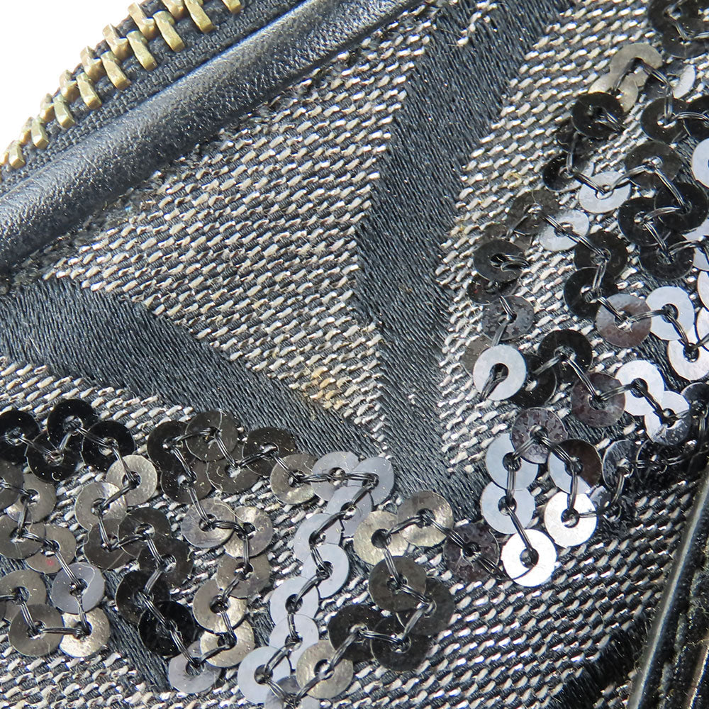 COACH Handbag 15940 Canvas, Leather, Sequins black Op Art Madison Women Used Authentic