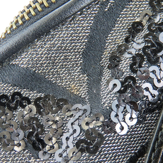 COACH Handbag 15940 Canvas, Leather, Sequins black Op Art Madison Women Used Authentic