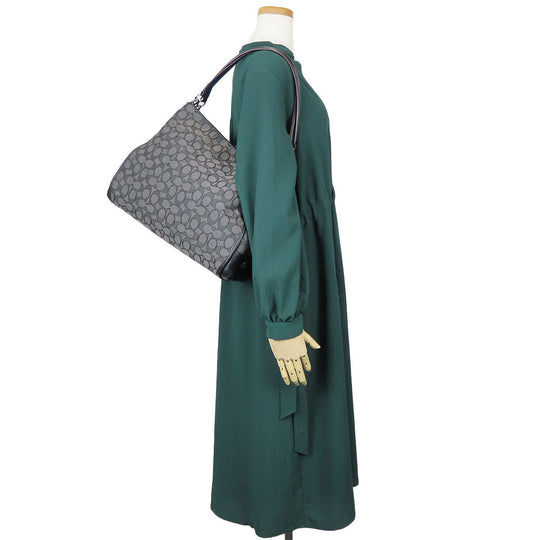 COACH Tote Bag F36424 Canvas, Leather black Phoebe Women Used Authentic