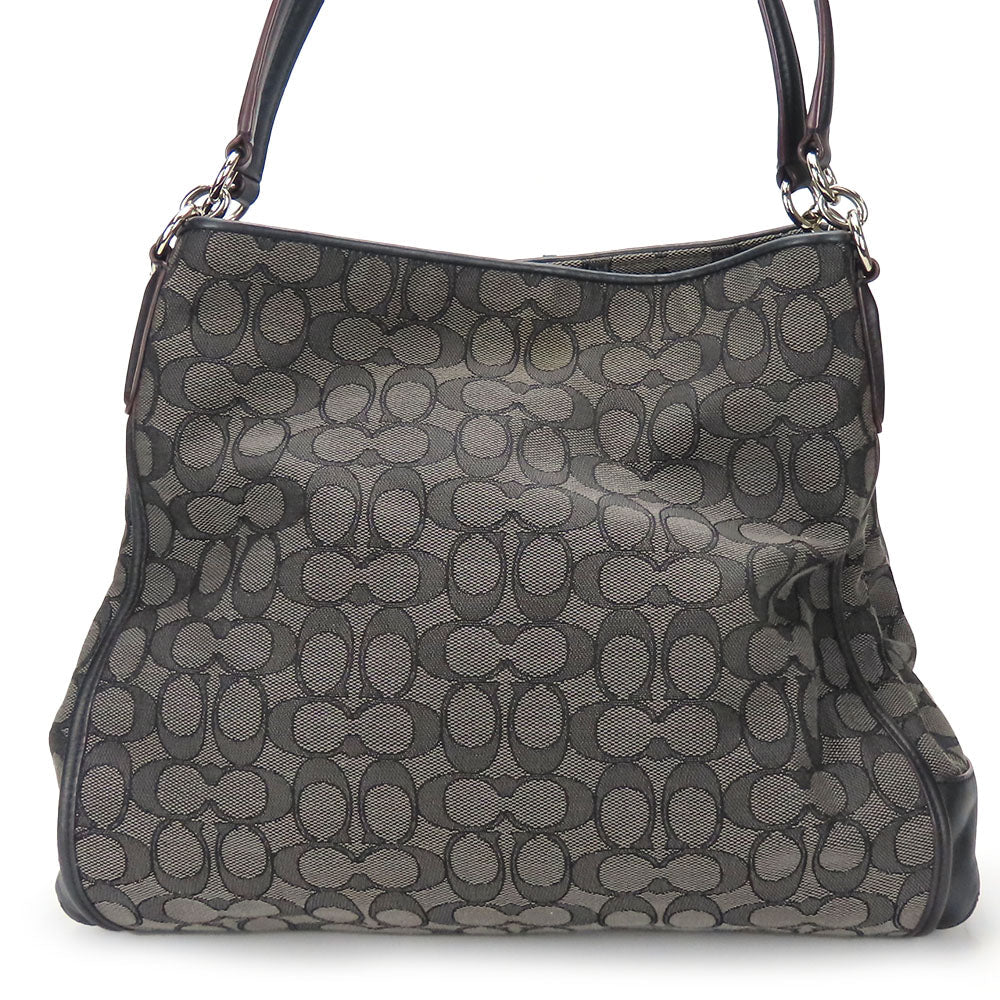 COACH Tote Bag F36424 Canvas, Leather black Phoebe Women Used Authentic