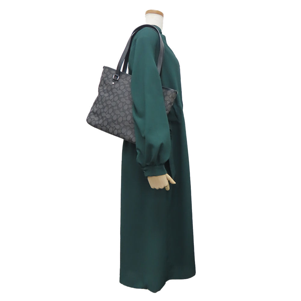 COACH Tote Bag F55364 Canvas, Leather black Women Used Authentic