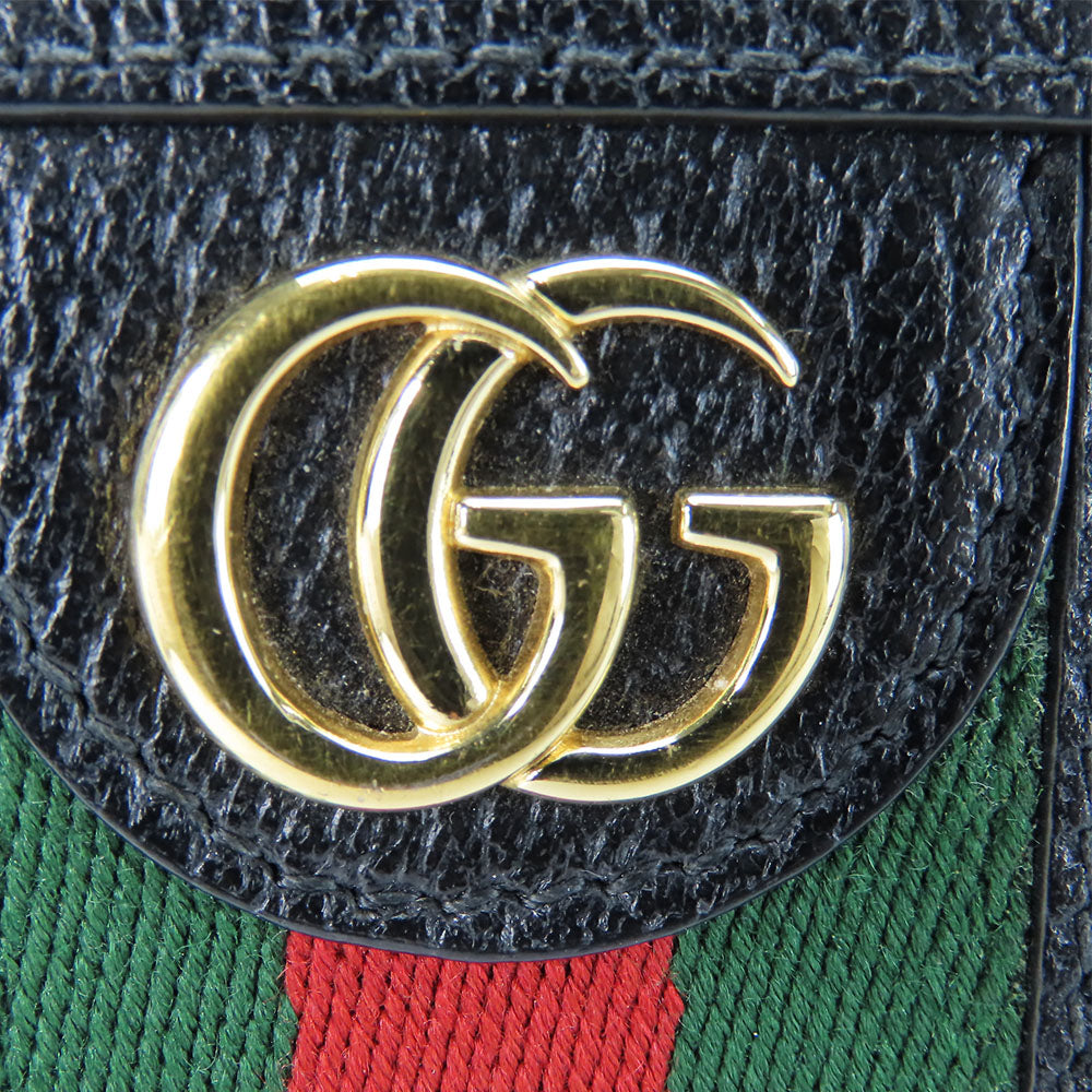 GUCCI Long Wallet Purse 523154 leather black Sherry line Women Used Authentic