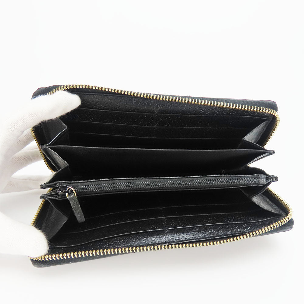 GUCCI Long Wallet Purse 523154 leather black Sherry line Women Used Authentic