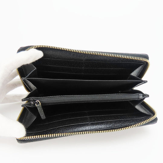 GUCCI Long Wallet Purse 523154 leather black Sherry line Women Used Authentic
