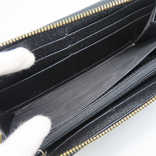 GUCCI Long Wallet Purse 523154 leather black Sherry line Women Used Authentic