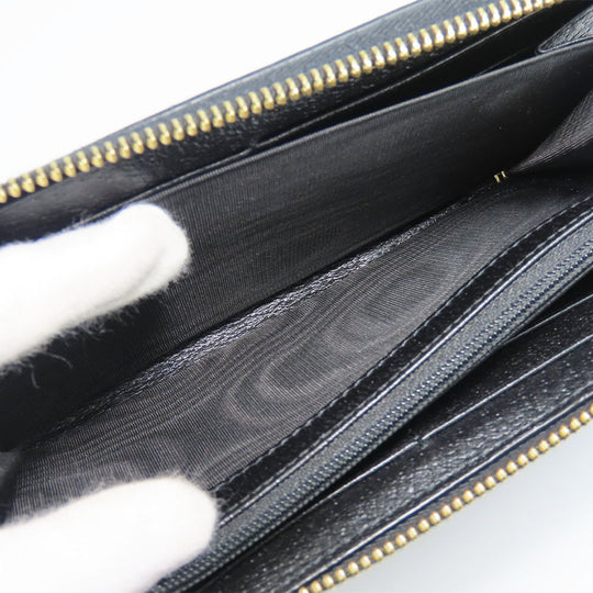 GUCCI Long Wallet Purse 523154 leather black Sherry line Women Used Authentic