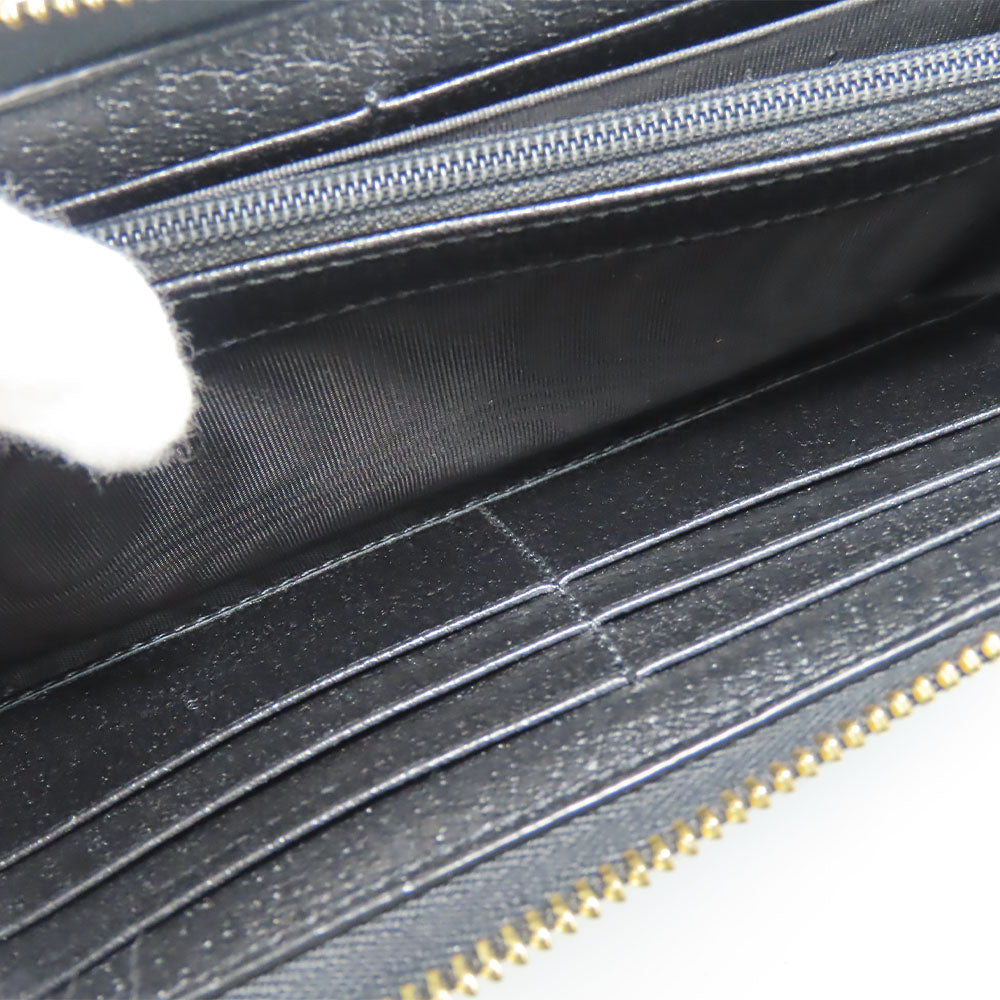 GUCCI Long Wallet Purse 523154 leather black Sherry line Women Used Authentic