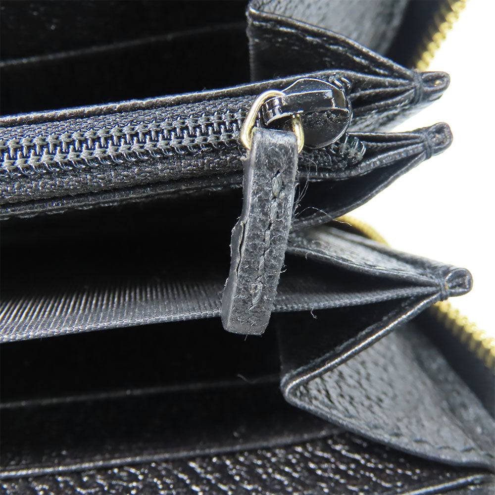GUCCI Long Wallet Purse 523154 leather black Sherry line Women Used Authentic