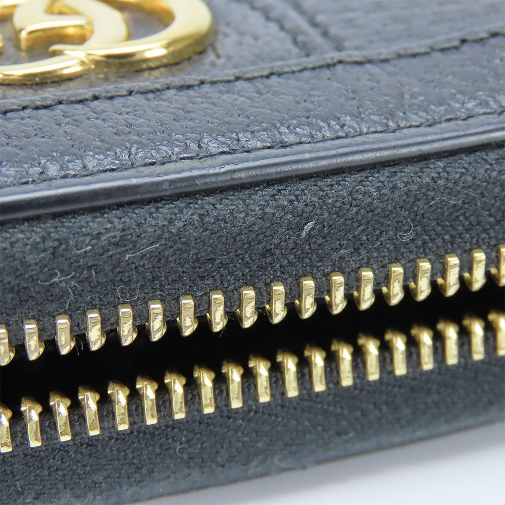 GUCCI Long Wallet Purse 523154 leather black Sherry line Women Used Authentic