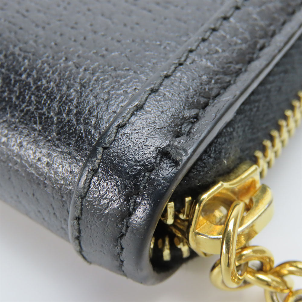 GUCCI Long Wallet Purse 523154 leather black Sherry line Women Used Authentic
