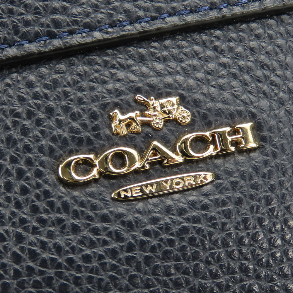 COACH Tote Bag F54687 leather Navy Women Used Authentic