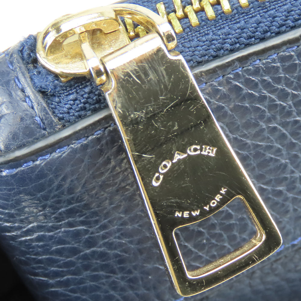 COACH Tote Bag F54687 leather Navy Women Used Authentic