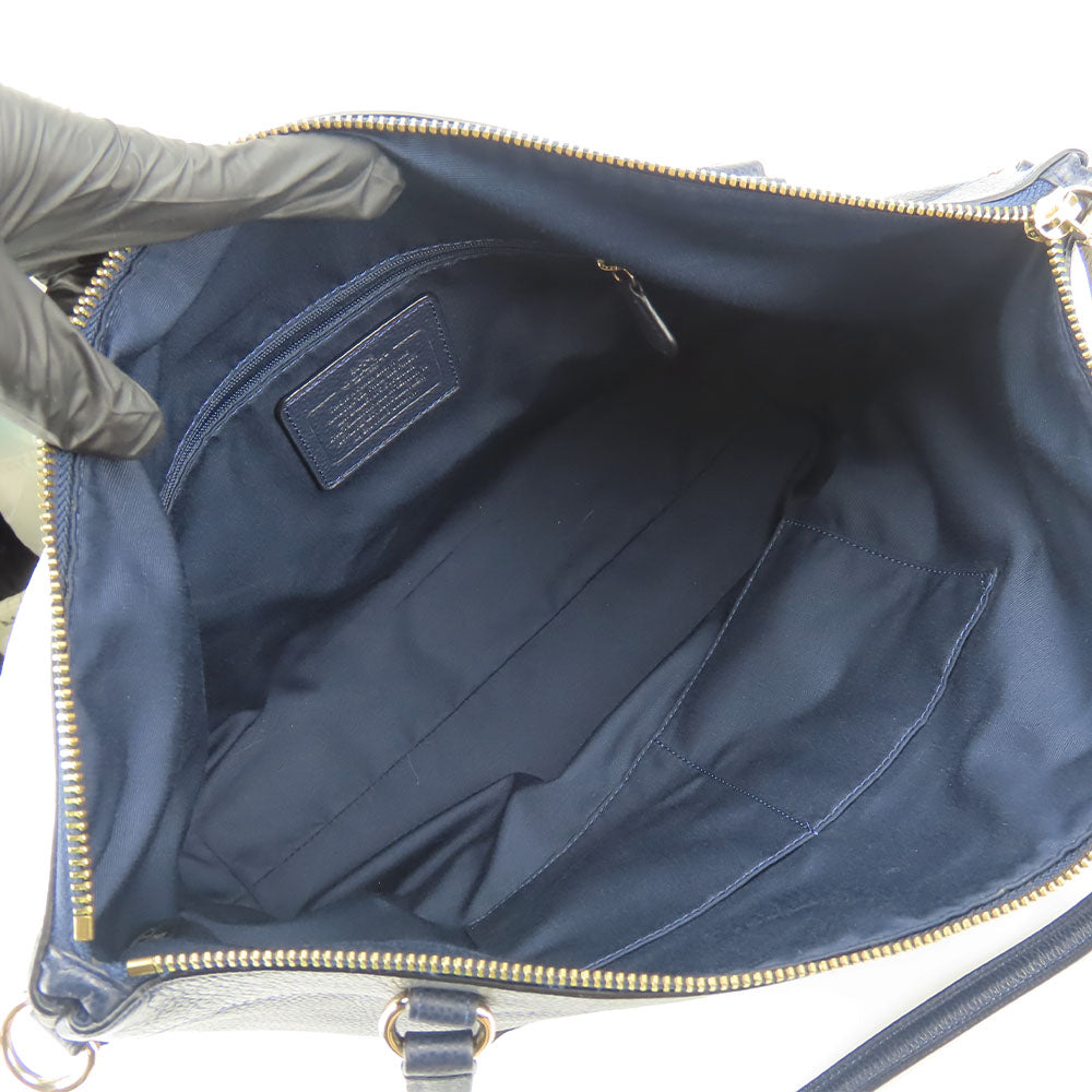 COACH Tote Bag F54687 leather Navy Women Used Authentic