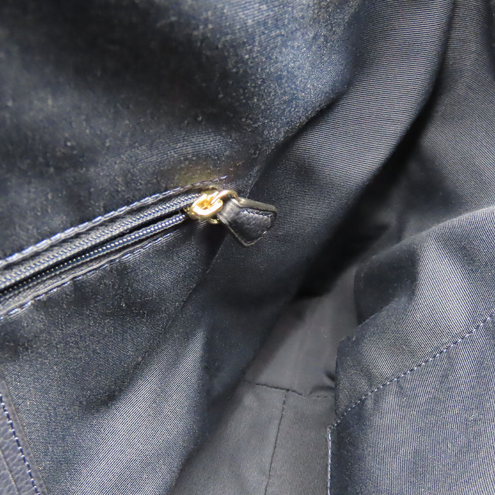 COACH Tote Bag F54687 leather Navy Women Used Authentic