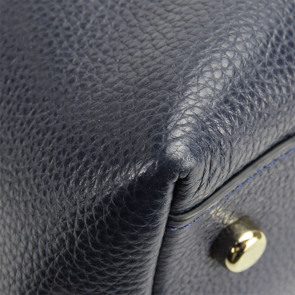 COACH Tote Bag F54687 leather Navy Women Used Authentic