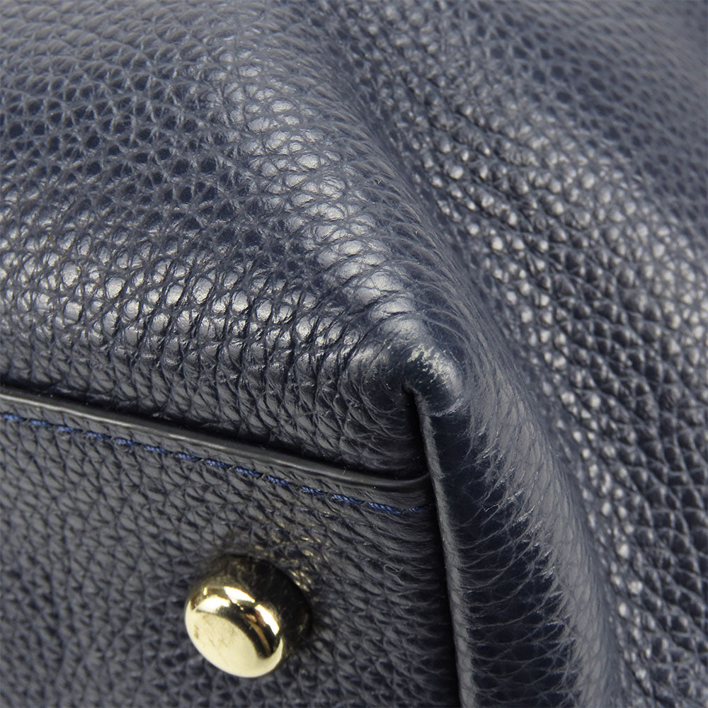 COACH Tote Bag F54687 leather Navy Women Used Authentic