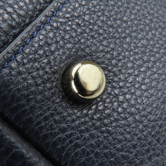 COACH Tote Bag F54687 leather Navy Women Used Authentic