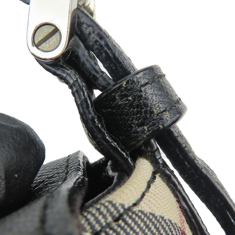 BURBERRY Shoulder Bag Canvas, Leather black Women Used Authentic