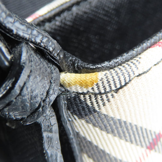 BURBERRY Shoulder Bag Canvas, Leather black Women Used Authentic