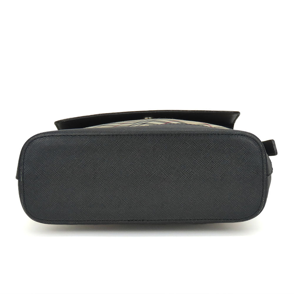 BURBERRY Shoulder Bag Canvas, Leather black Women Used Authentic