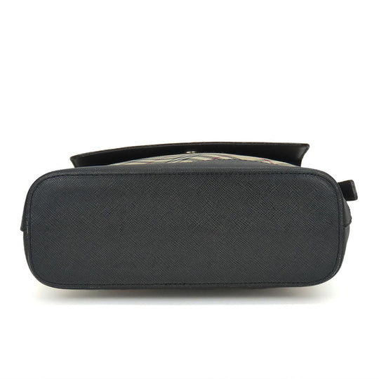 BURBERRY Shoulder Bag Canvas, Leather black Women Used Authentic