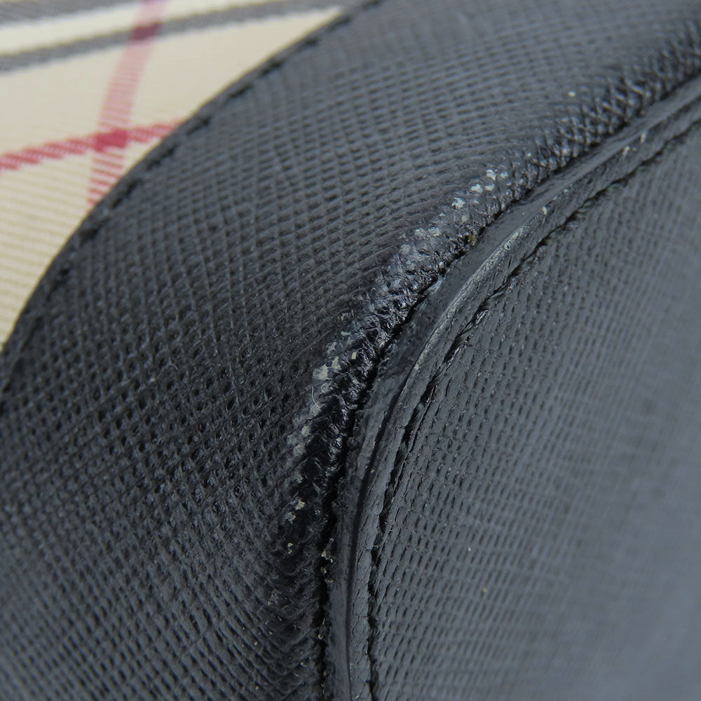 BURBERRY Shoulder Bag Canvas, Leather black Women Used Authentic