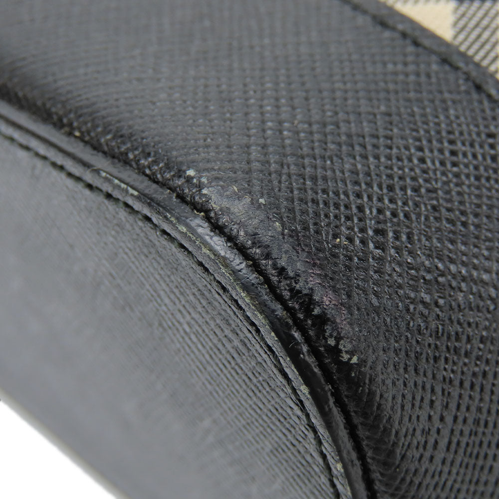 BURBERRY Shoulder Bag Canvas, Leather black Women Used Authentic