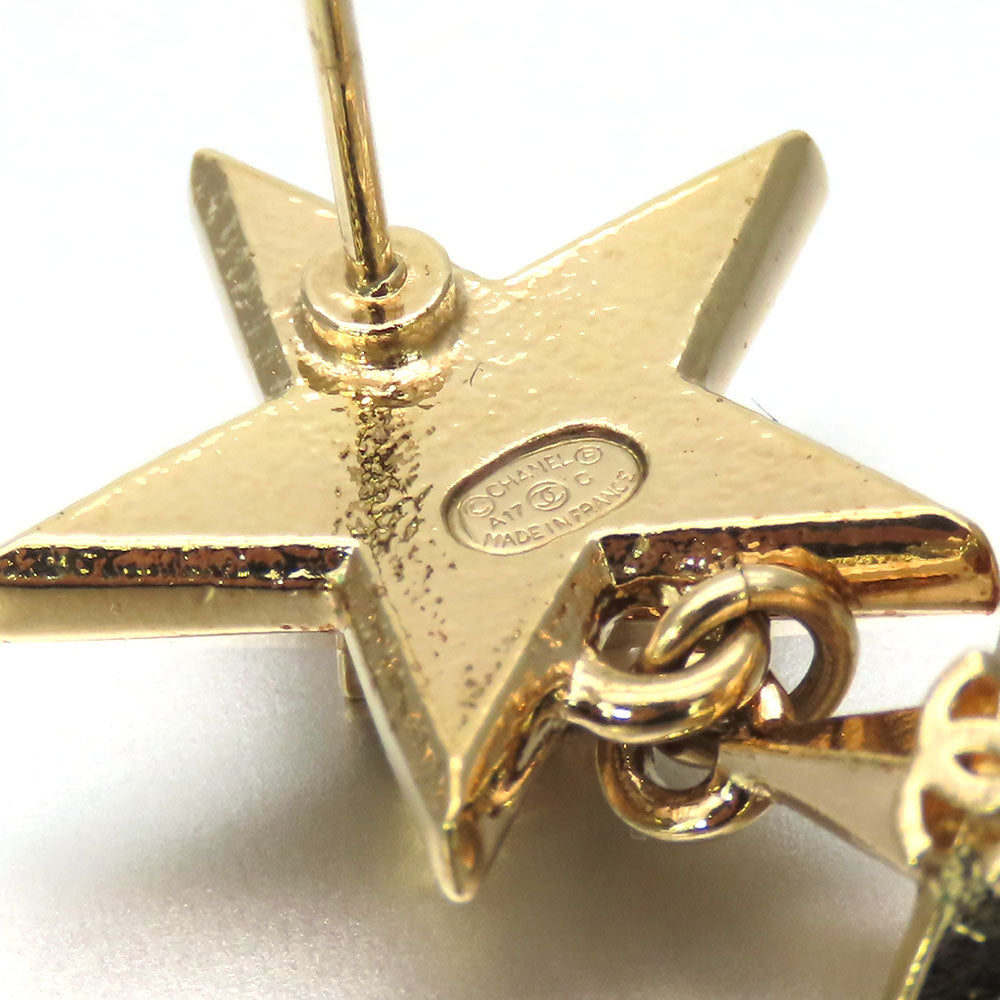 CHANEL Pierce metal gold COCO Mark Triple star Women Used Authentic
