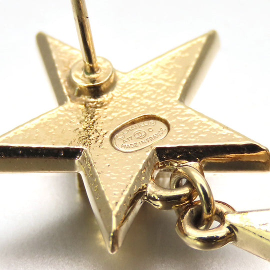 CHANEL Pierce metal gold COCO Mark Triple star Women Used Authentic