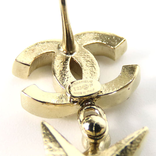 CHANEL Pierce Metal, Rhinestone gold COCO Mark Women Used Authentic