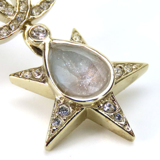 CHANEL Pierce Metal, Rhinestone gold COCO Mark Women Used Authentic
