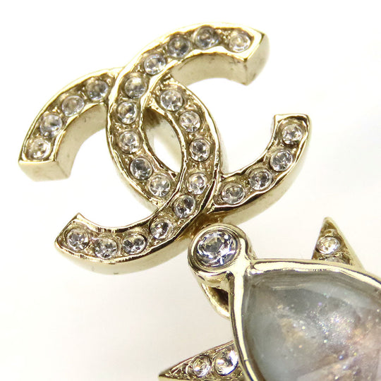 CHANEL Pierce Metal, Rhinestone gold COCO Mark Women Used Authentic
