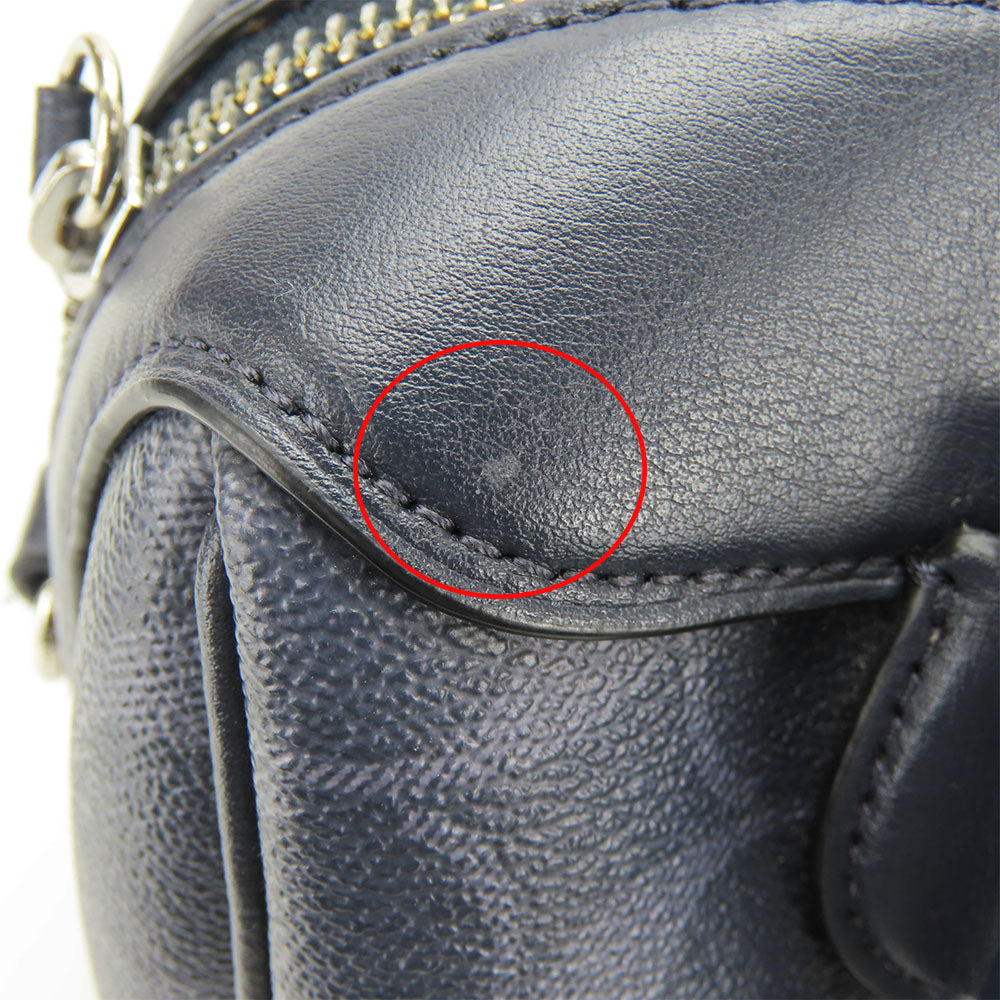 COACH Handbag F78263 leather Navy Women Used Authentic